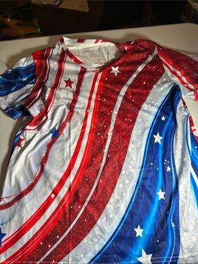Patriotic Kids V-Neck Shirt - Red, White & Blue Stars